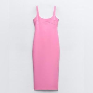 FITTED MIDI DRESS FUCHSIA SIZE L